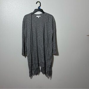 Sonoma Women Fringe Open Gray Cardigan size PXS